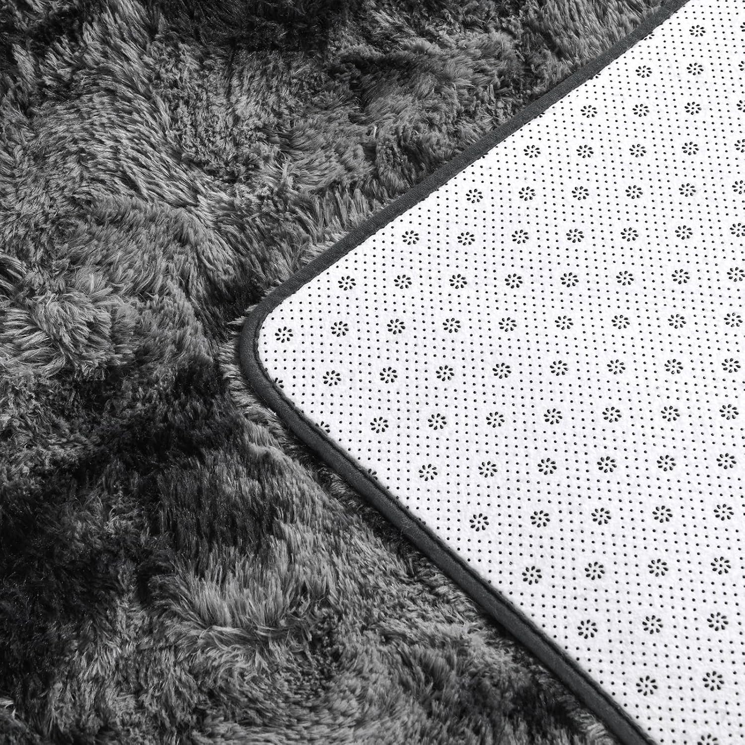 Large Shag Area Rugs 5 x 8, Tie-Dyed Plush Fuzzy Rugs for Living Room, Ultra Soft Fluffy Furry Rug for Bedroom, Indoor Carpet Nursery Rugs for Kids Room Home Decor, Dark Grey - Image 6