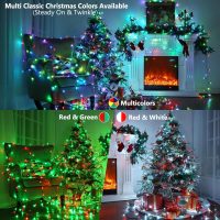 Brizled Color Changing Christmas Lights, 33ft 100 LED RGB Light String with Remote, Dimmable Mini Light String, USB Indoor Decorative Lighting Party Xmas Tree Wreath Year-Round Holiday - Image 3