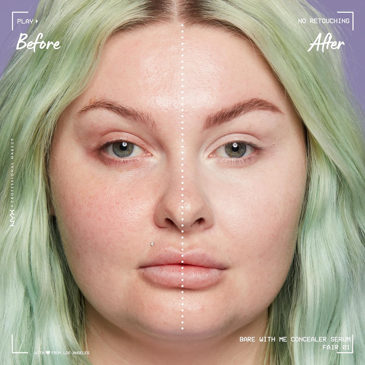 NYX PROFESSIONAL MAKEUP Bare With Me Concealer Serum, Concealer Makeup For Up To 24Hr Hydration - Fair - Image 3