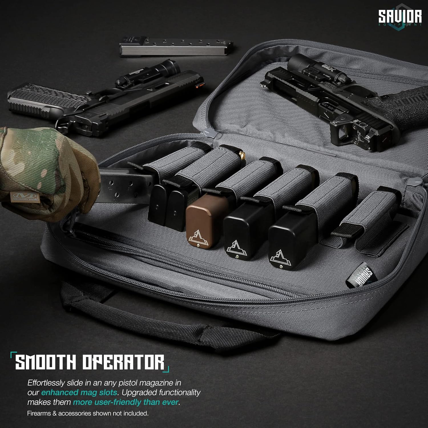 Savior Equipment Specialist Series Tactical Double Scoped Handgun Firearm Case Pistol Bag for Outdoor Hunting Shooting Range, Lockable Compartment, Additional Magazine Storage Slots - Image 4