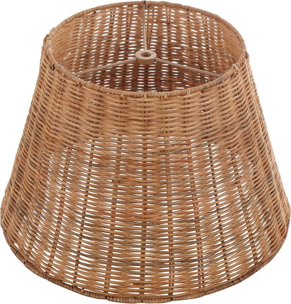 Aspen Creative 32989, Empire Natural Rattan Spider Shade, 9" Top x 14" Bottom x 9-1/2" Slant