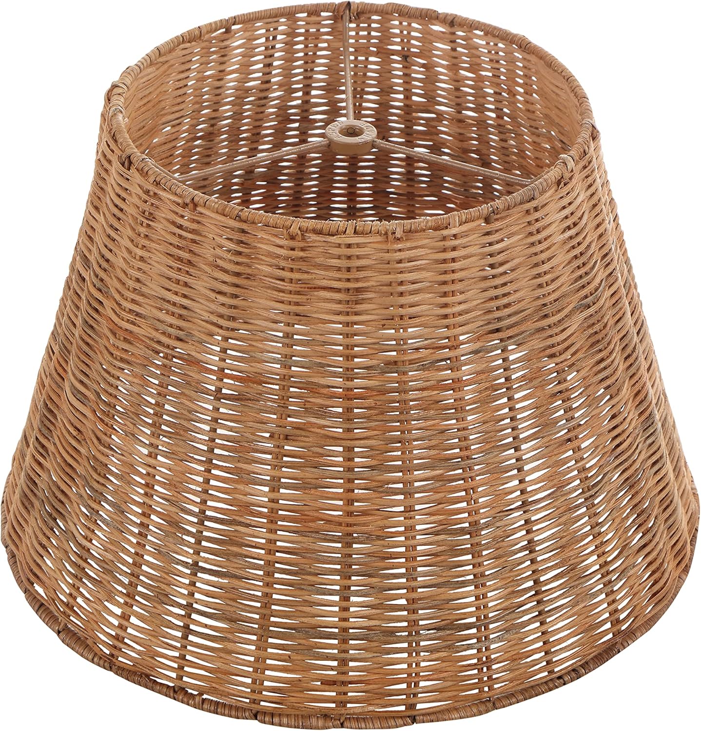 Aspen Creative 32989, Empire Natural Rattan Spider Shade, 9" Top x 14" Bottom x 9-1/2" Slant