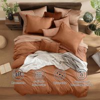 Monbix Queen Comforter Set - 7 Pieces Cationic Dyeing Autumn Leaf Bed in a Bag Queen Bedding Sets with Comforter, Sheets, Pillowcases & Shams, Reversible Bedding Comforters Sets - Image 2