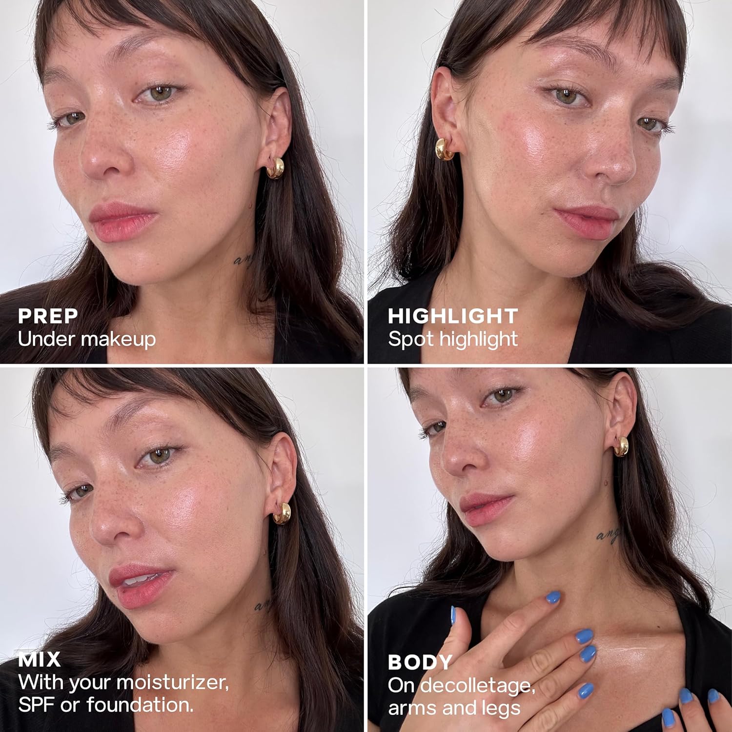 Saie Mini Glowy Super Gel - Hydrating Makeup Primer and Illuminating Glow Serum Enriched with Vitamin C and Squalane Oil - All-Over Liquid Highlighter Makeup for Instant Glass Skin - Starglow (0.5 oz) - Image 4