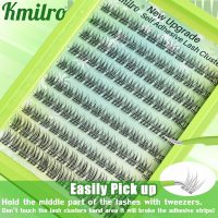 Self Adhesive Eyelashes 10-14mm Natural Self Adhesive Lash Clusters Wispy Press on Lashes No Glue Needed 120Pcs Pre Glued Lashes Clusters Reusable DIY Eyelash Extensions Kit with Tweezers, by Kmilro - Image 6