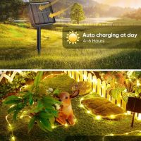 Brightown Solar Rope Lights, 39FT 100LED Outdoor Solar String Lights, IP65 Waterproof Solar Powered Fairy Lights with 8 Lighting Modes for Party Garden Yard Home Holiday Tree Decoration, Warm White - Image 3