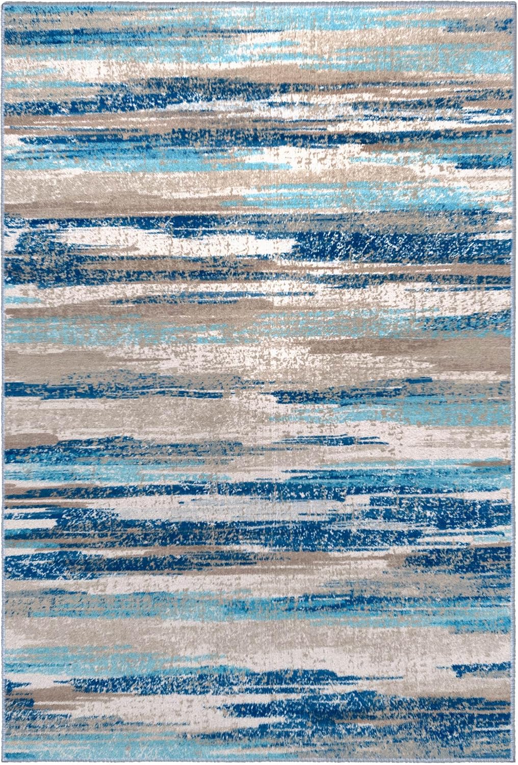 Modern Abstract Small Area Rug Indoor 3x5 Washable Rug Non-Slip Soft Entryway Rug Blue Kitchen Mats Thin Print Faux Wool Floor Carpet Throw Rugs for Entrance Bedroom Office Home Decor - Image 9