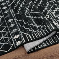 Wonnitar Moroccan 3x5 Rug, Black Washable Small Rug for Bedroom, Non-Slip Geometric Tribal Entry Throw Mat, Boho Farmhouse Rustic Soft Low Pile Area Rug for Bathroom Dining Guest Room (Black,3'x5') - Image 9
