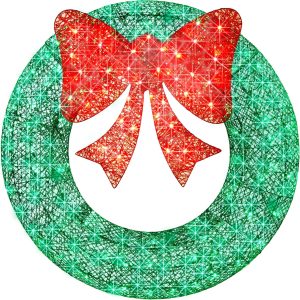 Best Choice Products 36in Pre-Lit Outdoor Christmas Wreath Decoration, LED Metal Holiday Decor for Home w/ 120 Lights, Bow - Green/Red
