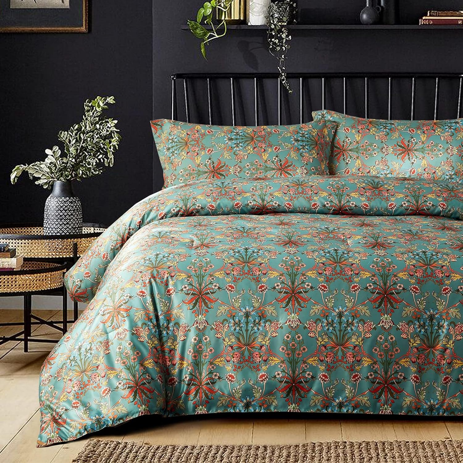 Ikawaapurry Comforter Set for Queen Size Bed Farmhouse Boho Bedding Sets Fluffy Lightweight Flowers Plants All Season 3 Pcs Comforter with 2 Pillow Shames - Image 4