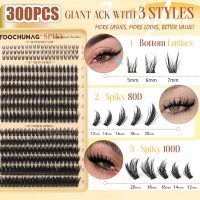 Spiky Manga Lash Clusters 12-20mm Long Eyelash Clusters 80D+100D Cluster Eyelash Extensions with Bottom Lashes Individual Fairy 300pcs Thick Volume DIY Plume Flake Cluster Lash Extension by TOOCHUNAG - Image 3