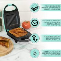 Nostalgia MyMini Personal Sandwich Maker, Nonstick Panini Press, Pizza Pockets, Quesadillas, Mint Green - Image 2
