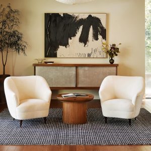 Rugs USA 6x9 Melrose Checked Wool Indoor Area Rug, Contemporary Farmhouse Charcoal/Ivory for Living Room, Bedroom, Office, Entryway, Hallway