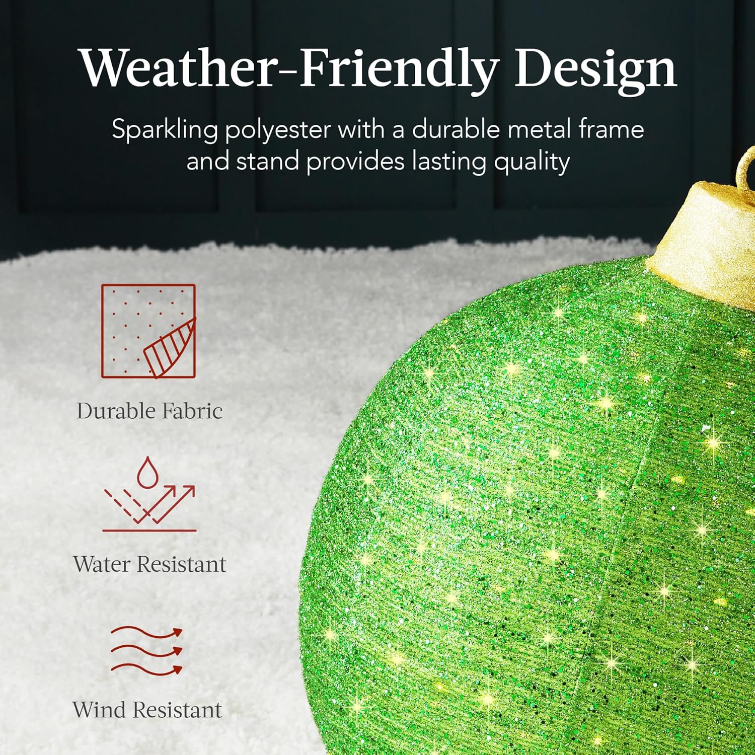 Best Choice Products 2pc Lighted Pop-Up Outdoor Christmas Ornament Set, Holiday Ball Decoration w/ 180 LED Lights, 8 Light Functions - Red/Green - Image 6