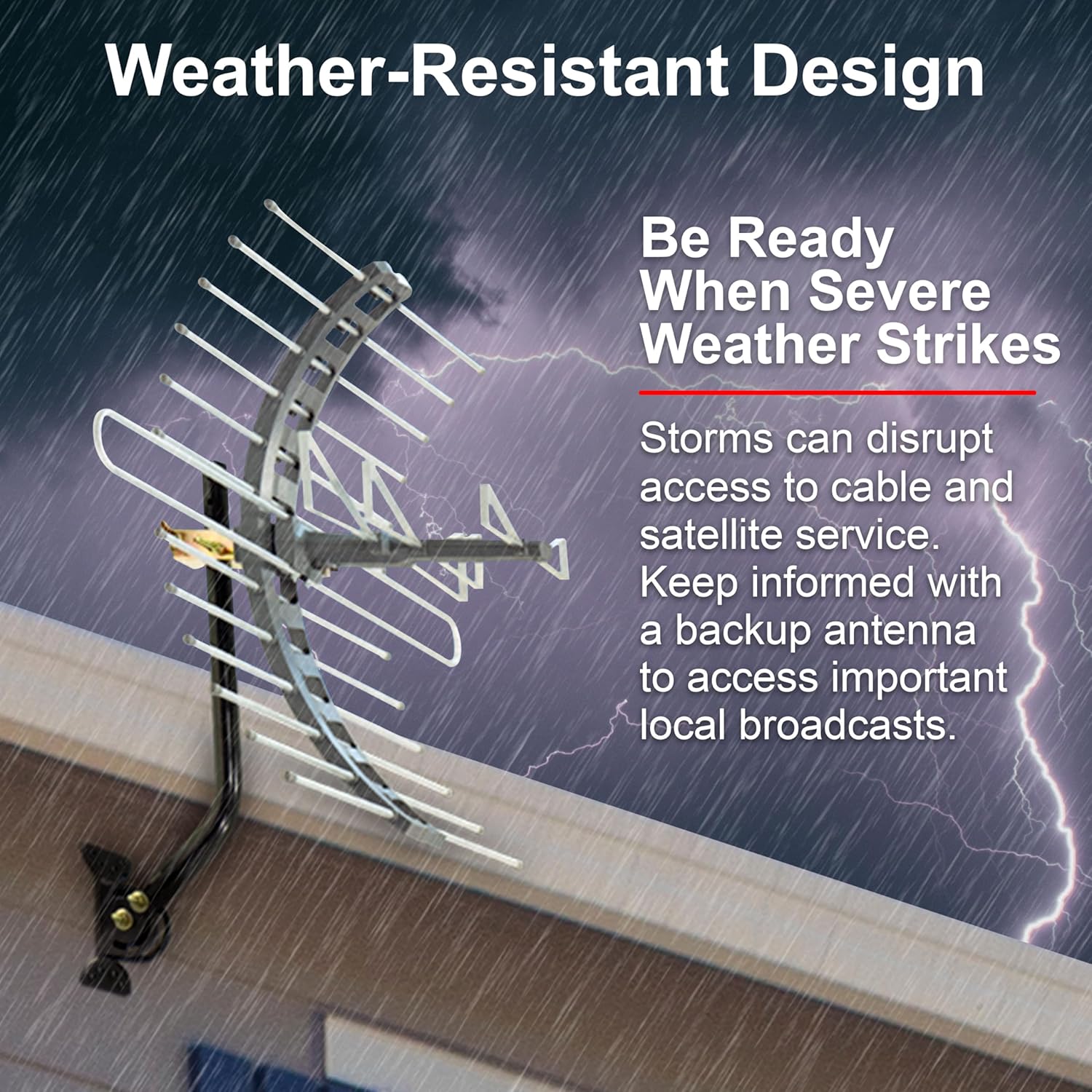 GE Outdoor HD Digital TV Antenna, Long Range Smart TV Antenna, Supports 4K 1080P HD Smart TV VHF UHF, J Mount Included for Attic or Outdoor, Weather Resistant, 29884 - Image 4