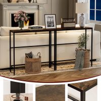 Narrow Entryway Console Table & Sofa Side Table - Industrial Brown Hallway Table for Small Spaces, Sturdy Metal Frame, Multi-Functional Living Room Bedroom Office Furniture,26.9" x 9.0" x 27.6" - Image 6