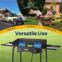 VIVOHOME 2 Burner Outdoor Propane Stove, Heavy Duty Gas Stove with 2 Side Panels and Windscreen, 150,000 BTU Camping Stove for Backyard Barbecues - Image 6