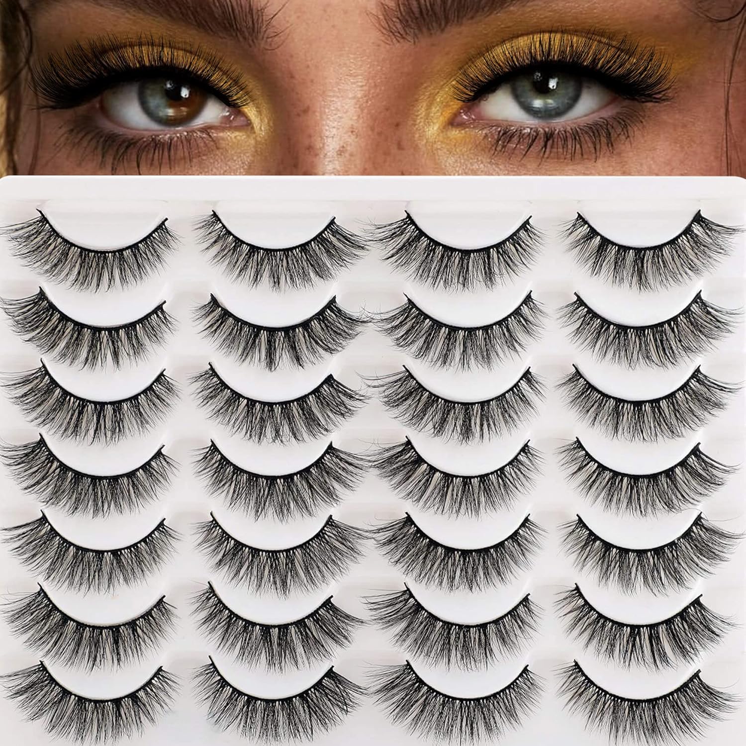 Newcally Lashes False Eyelashes Cat Eyes Wispy Natural Faux Mink Lashes 14 Pairs Pack Light Volume Short Fake Eye Lashes Multipack - Image 6