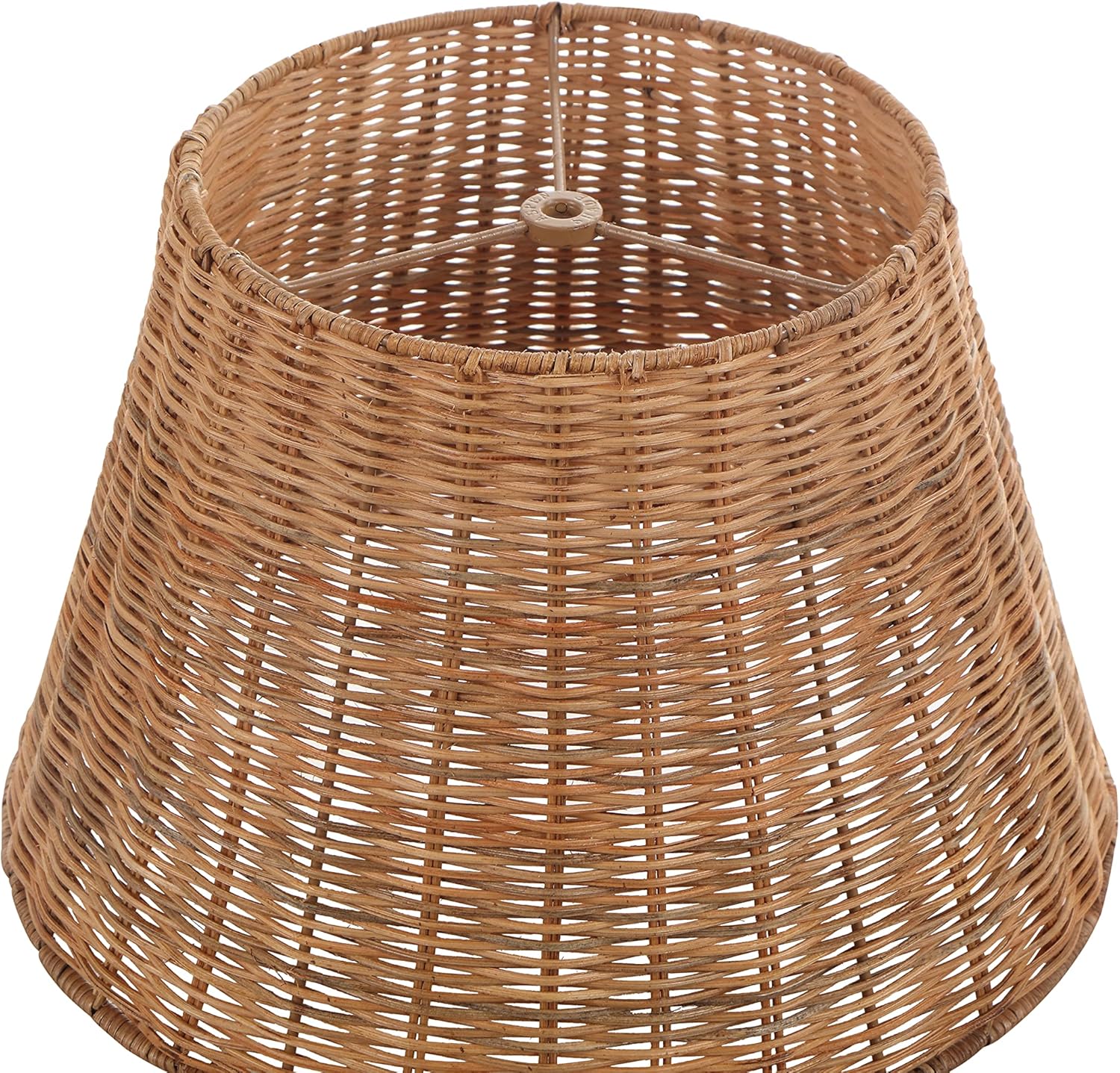 Aspen Creative 32989, Empire Natural Rattan Spider Shade, 9" Top x 14" Bottom x 9-1/2" Slant - Image 4