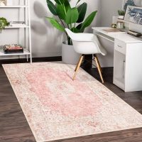 Pink Rug 3x5,Washable Area Rugs for Bedroom Living Room Kitchen Entryway,Small Boho Vintage Bohemian Distressed Non Slip Carpet,Blush - Image 4