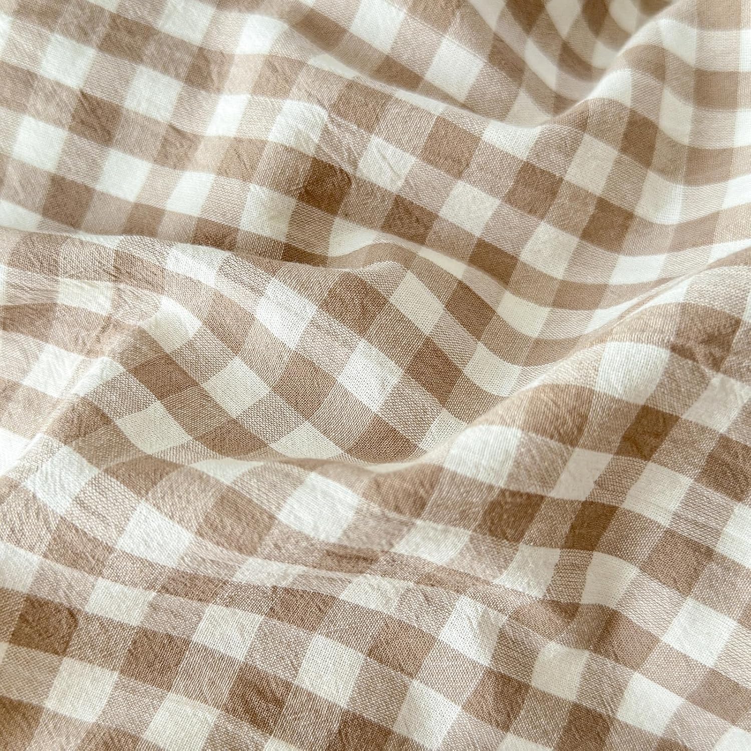 LifeTB Queen Comforter Set Tan Gingham Comforter Modern Style Beige Plaid Comforter Set 3 Pieces Fluffy Grid Checkered Comforter with 2 Pillowcases Boho Gingham Bedding Set Queen Size - Image 7