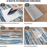 Modern Abstract Small Area Rug Indoor 3x5 Washable Rug Non-Slip Soft Entryway Rug Blue Kitchen Mats Thin Print Faux Wool Floor Carpet Throw Rugs for Entrance Bedroom Office Home Decor - Image 4