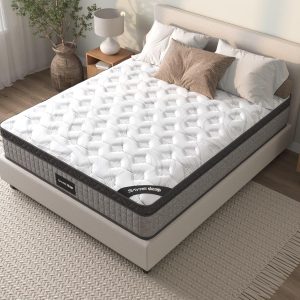 12'' Queen Mattress, Queen Size Mattress in a Box, Modern New Diamond Innerspring Hybrid and Cooling Gel Memory Foam Mattresses, Pressure Relief & Motion Isolation, RV Medium Firm Matress (12'')