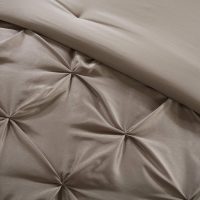 Madison Park Essentials Room in a Bag Faux Silk Comforter Set - Luxe Diamond Tufting All Season Bedding, Matching Curtains, Decorative Pillows, Taupe King(104"x92") 24 Piece - Image 10