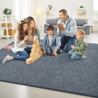 Chicrug Modern 3x5 Area Rugs for Bedroom Living Room, Memory Foam Low-plie Carpet Rug for Kids Playroom, Indoor Floor Rug for Bedside Dorm Dining Room Home Decor, Dark Blue and White - Image 4