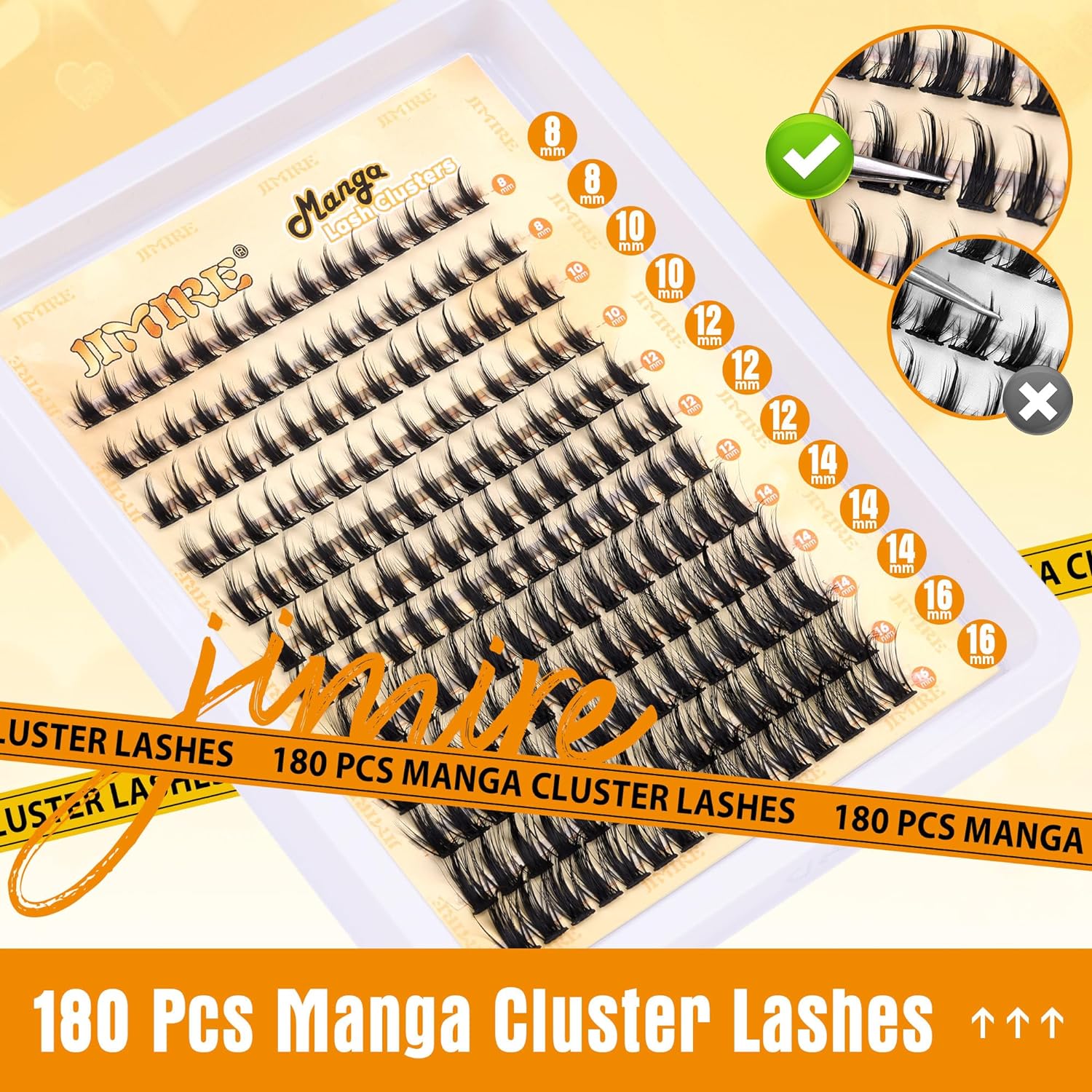 JIMIRE Wispy Lash Clusters Extensions 180Pcs Anime Eyelash Clusters D-Curly Manga Lashes Clusters Natural Look 8-16MM Cluster Eyelash Extensions Individual Lash Extension Pack - Image 6