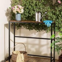 Narrow Entryway Console Table & Sofa Side Table - Industrial Brown Hallway Table for Small Spaces, Sturdy Metal Frame, Multi-Functional Living Room Bedroom Office Furniture,26.9" x 9.0" x 27.6" - Image 8