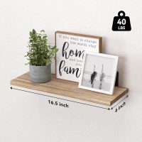 WOPITUES Wood Floating Shelves Set of 6, Shelves for Wall Decor, Farmhouse Shelf for Bedroom, Bathroom Storage Shelves, Book Shelves for Living Room - Rustic Brown - Image 3