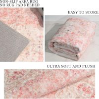Pink Rug 3x5,Washable Area Rugs for Bedroom Living Room Kitchen Entryway,Small Boho Vintage Bohemian Distressed Non Slip Carpet,Blush - Image 6