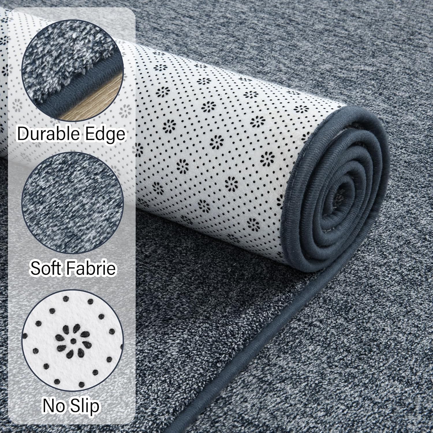 Chicrug Modern 3x5 Area Rugs for Bedroom Living Room, Memory Foam Low-plie Carpet Rug for Kids Playroom, Indoor Floor Rug for Bedside Dorm Dining Room Home Decor, Dark Blue and White - Image 7