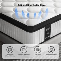 14 Inch Mattress Queen Size - 2025 Upgraded Hybrid Cooling Gel Memory Foam & Pocket Coils, Medium Firm Mattress in a Box for Back Neck Pain Relief, Motion Isolation, Edge Support, Breathable, White - Image 3