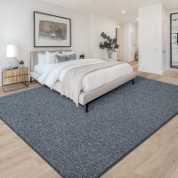 Chicrug Modern 3x5 Area Rugs for Bedroom Living Room, Memory Foam Low-plie Carpet Rug for Kids Playroom, Indoor Floor Rug for Bedside Dorm Dining Room Home Decor, Dark Blue and White - Image 3