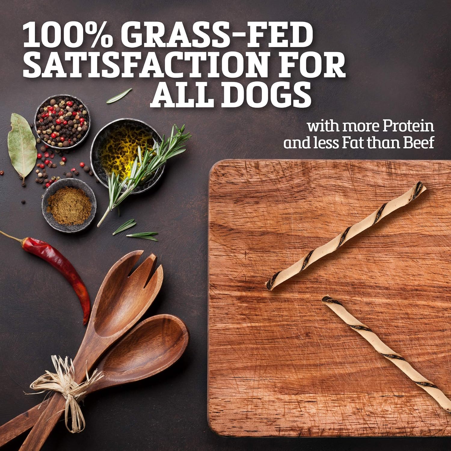 Buffalo Range Rawhide-Free Dog Treats – Natural Jerky Twists Made with Grass-Fed Buffalo – Hickory Smoked Flavor High Protein Chews for Dogs – Healthy Rawhide Alternative – 40 Count - Image 3