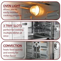 MegaChef 25 Liter Digital Electric French Door Multi-Function Counter Top Oven with Rotisserie Set & Toast, Bagel, Pizza, Bake, Roast, Broil, Cookies, Rotisserie, Dehydrate, Ferment, Warm Functions - Image 7