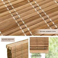 LazBlinds No Tools No Drill Cordless Bamboo Roman Shades, Custom Light Filtering Window Treatment, Roll Up Bamboo Blinds for Windows, Brown206 - Image 2