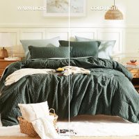 Geniospin Queen Comforter Set - 7 Pieces Dark Green Bedding Set, Botanical Textured Comforter Bed Set, All Season Lightweight Bed in a Bag with Comforter, Sheets, Pillowcases & Shams - Image 4