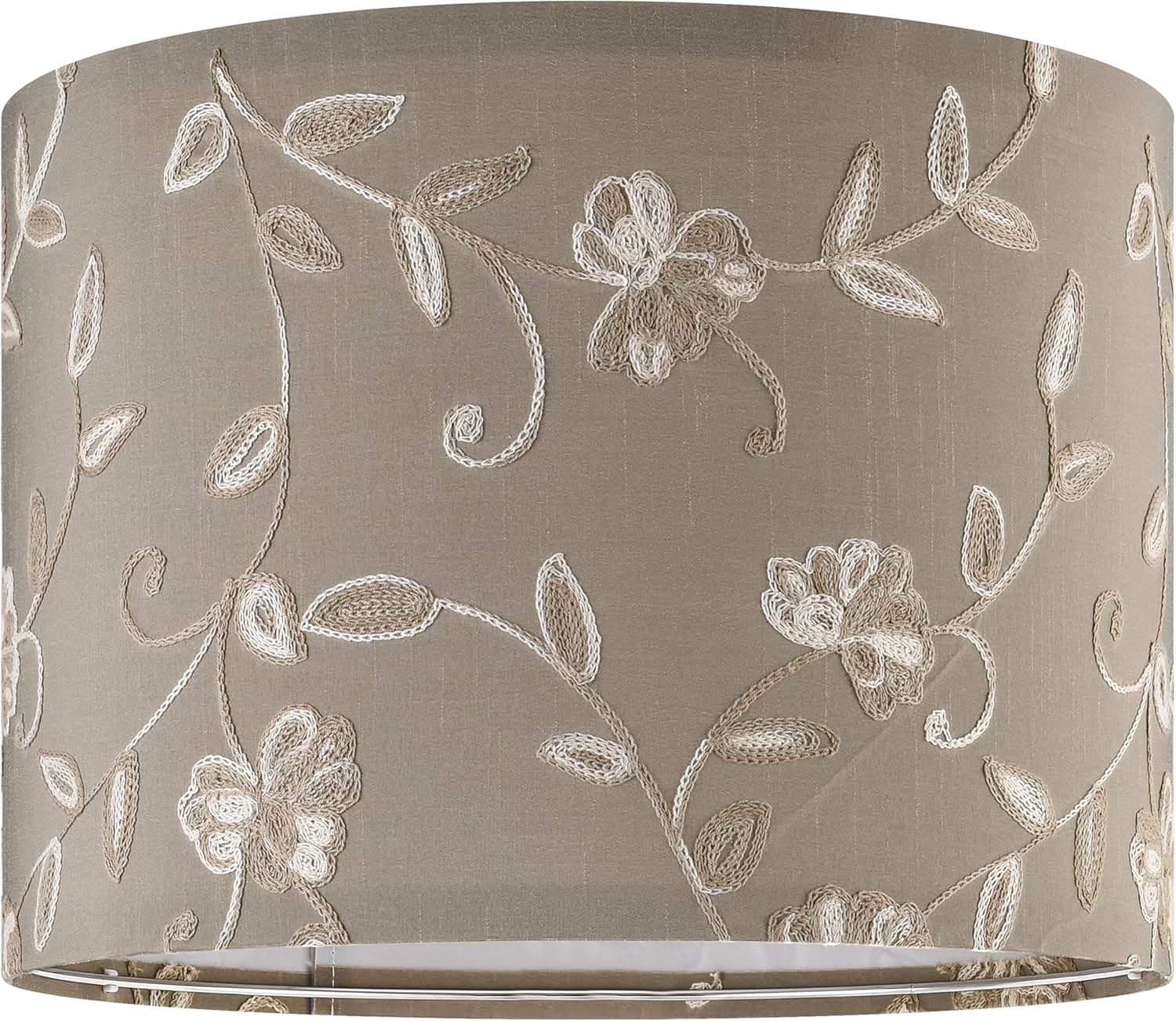 Creme Fabric Drum Lamp Shade with Embroidered Leaf Trim 13" Top x 13" Bottom x 10" High (Spider) Set of 2 Medium Lamp Shade for Table & Bedside Lamp Replacement Lampshades in Hand Crafted - Image 9