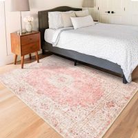 Pink Rug 3x5,Washable Area Rugs for Bedroom Living Room Kitchen Entryway,Small Boho Vintage Bohemian Distressed Non Slip Carpet,Blush - Image 3