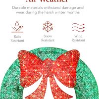 Best Choice Products 36in Pre-Lit Outdoor Christmas Wreath Decoration, LED Metal Holiday Decor for Home w/ 120 Lights, Bow - Green/Red - Image 5