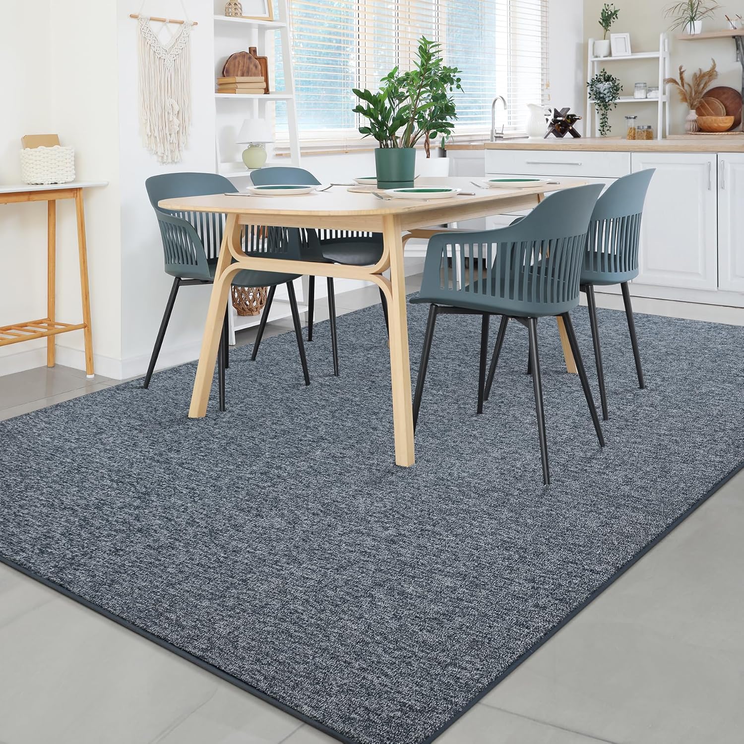 Chicrug Modern 3x5 Area Rugs for Bedroom Living Room, Memory Foam Low-plie Carpet Rug for Kids Playroom, Indoor Floor Rug for Bedside Dorm Dining Room Home Decor, Dark Blue and White - Image 6
