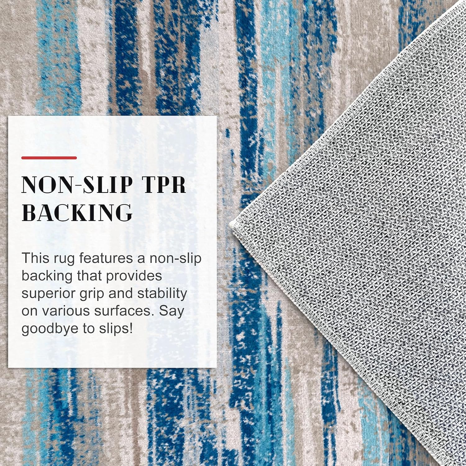 Modern Abstract Small Area Rug Indoor 3x5 Washable Rug Non-Slip Soft Entryway Rug Blue Kitchen Mats Thin Print Faux Wool Floor Carpet Throw Rugs for Entrance Bedroom Office Home Decor - Image 7