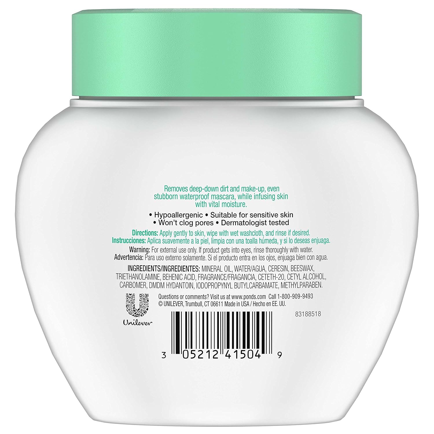 POND'S Cold Face Cream, Skin Care Facial Cleanser for All Skin Types, Deep Moisturizing Face Wash & Makeup Remover, 9.5 oz, 3 Pack - Image 3