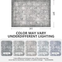 5x7 Area Rugs, Soft Non Slip Low Pile Washable Rug, Boho Modern Rug for Living Room, Bedroom, Dining Room, Distressed Grey - Image 2