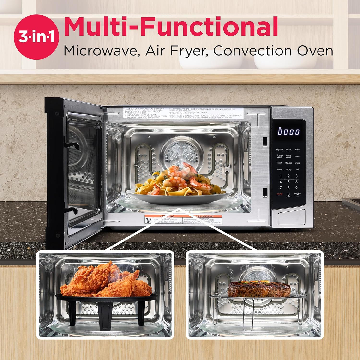 FRIGIDAIRE 1.2 cu ft Microwave, Digital Air Fryer, Convection Oven, Combo-Fry with XL Capacity, Stainless Steel Finish - Image 6