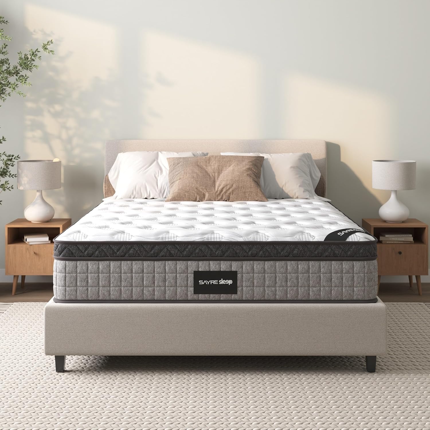 12'' Queen Mattress, Queen Size Mattress in a Box, Modern New Diamond Innerspring Hybrid and Cooling Gel Memory Foam Mattresses, Pressure Relief & Motion Isolation, RV Medium Firm Matress (12'') - Image 3