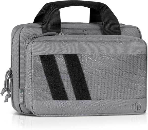 Savior Equipment Specialist Series Tactical Double Scoped Handgun Firearm Case Pistol Bag for Outdoor Hunting Shooting Range, Lockable Compartment, Additional Magazine Storage Slots